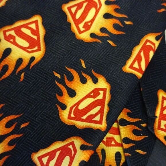 2 VTG DC Comics Superman Logos Black Blue Satin Neck Ties Bundle - Picture 10 of 16